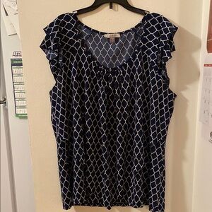 Women's Blue Patterned Top